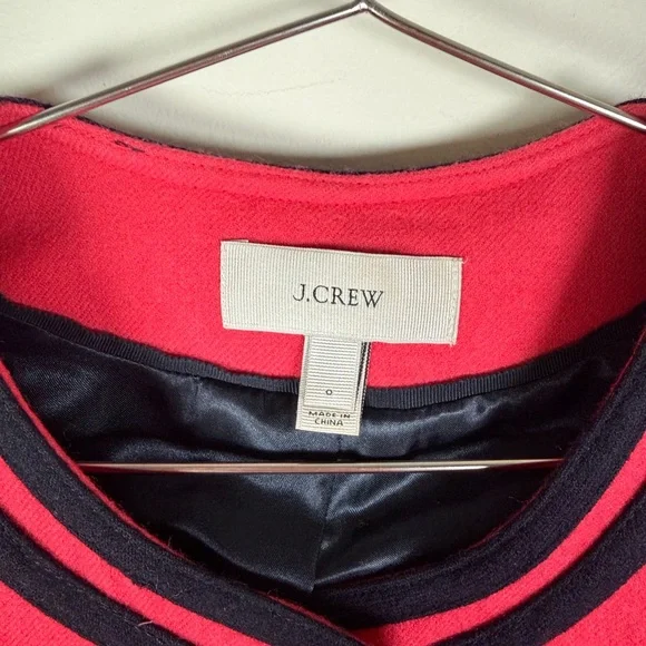 J.Crew Wool Lady Jacket in Bright Berry with Navy Trim - Picture 8 of 9